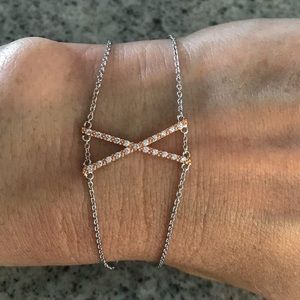 Sterling Silver Double Strand Gold Tone Bracelet